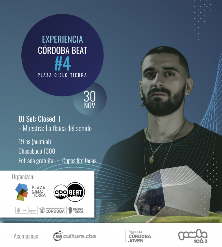 Flyer oficial Experiencia Córdoba Beat #4 - Plaza Cielo Tierra